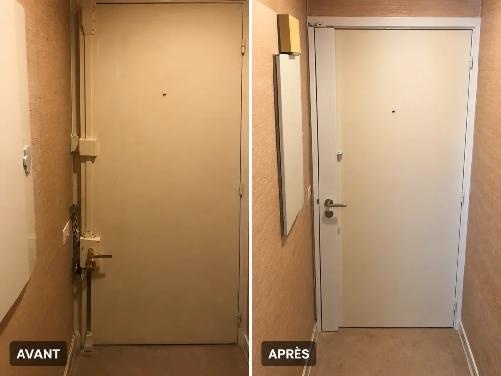 Réalisation de changement de serrure JK Service - Avant et après travaux