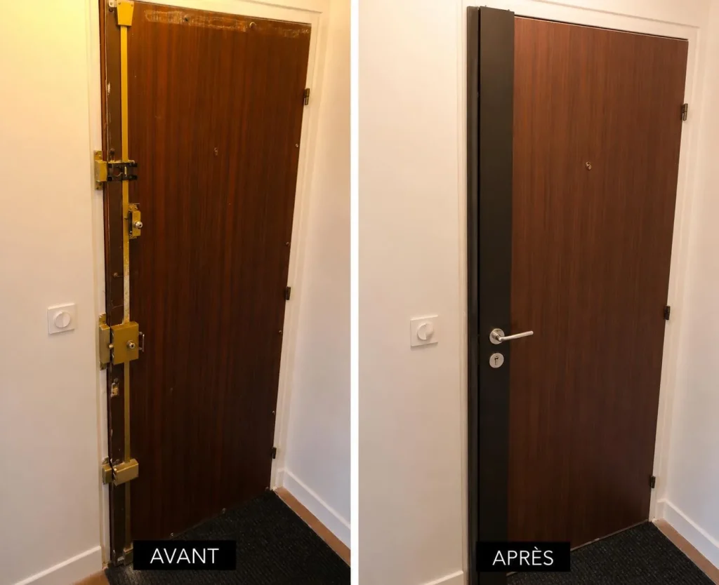 Réalisation de renforcement de porte JK Service - Avant et après travaux
